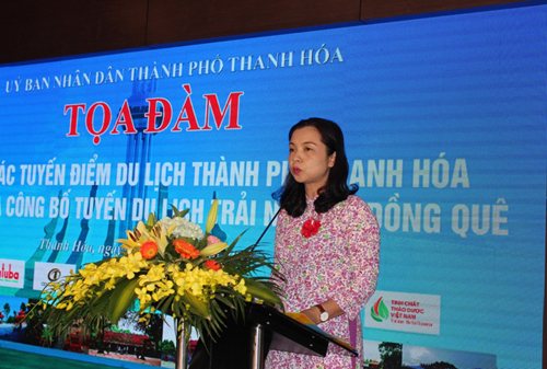 Phó Chủ tịch UBND tỉnh Thanh Hoá, Phạm Thị Việt Nga phát biểu tại Toạ đàm